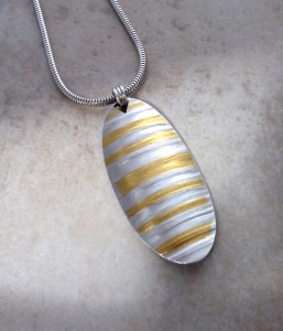 Fine Silver and 24k Gold Keum Boo Pendant